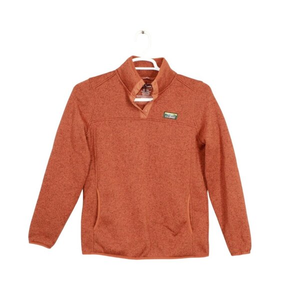 LL Bean Sweater Fleece Pullover Orange Size Medium - Picture 1 of 9